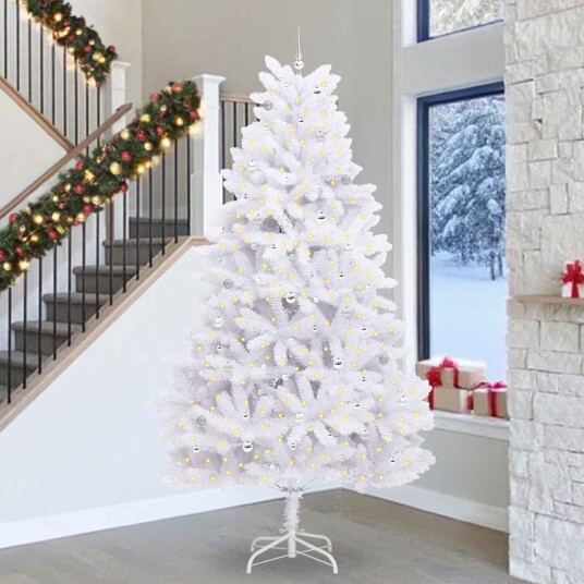 Kunstig sammensatt juletre med 300 LED Hvit 300 cm PVC og stål