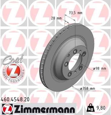 Bremseskive ZIMMERMANN 460.4548.20 Bremseskive ZIMMERMANN 460.4548.20