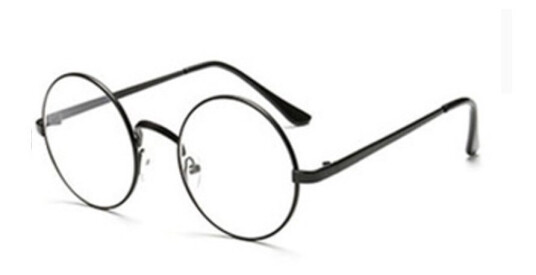 Retro runde briller svart klart glass uten styrke