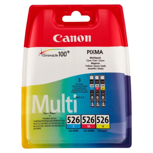 Canon CLI-526 Multipack BlÃ¦kpatron (520 sider) Cyan/Magenta/Gul