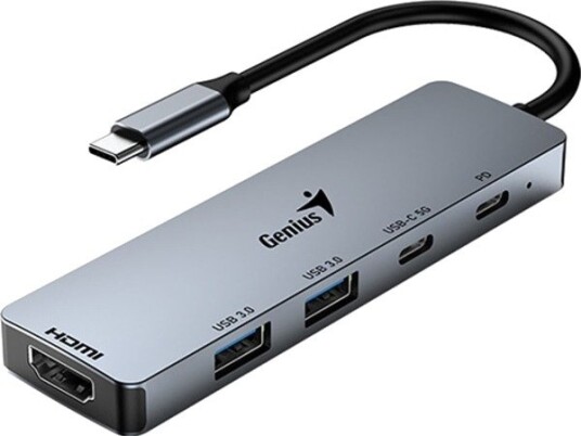Genius Hub Uh-500 Usb-C Til Hdmi 2X Usb3.0 Usb-C 100W Pd Grå Genius Hub Uh-500 Usb-C Til Hdmi 2X Usb3.0 Usb-C 100W Pd Grå
