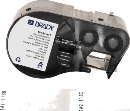 Brady M4 51 417 Sort Hvit Selvklebende Skriveretikett Vinyl Trermisk Overføring Akryl Permanent