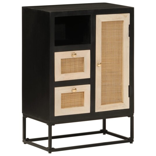 Skjenk svart 55x30x76 cm heltre mango og jern 8721012215535