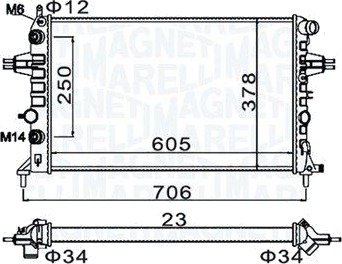 Radiator, motorkjøling MAGNETI MARELLI 350213158200