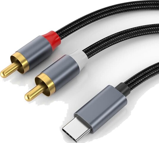 INF USB-C til 2x RCA stereolydkabel Grå 1.2 m