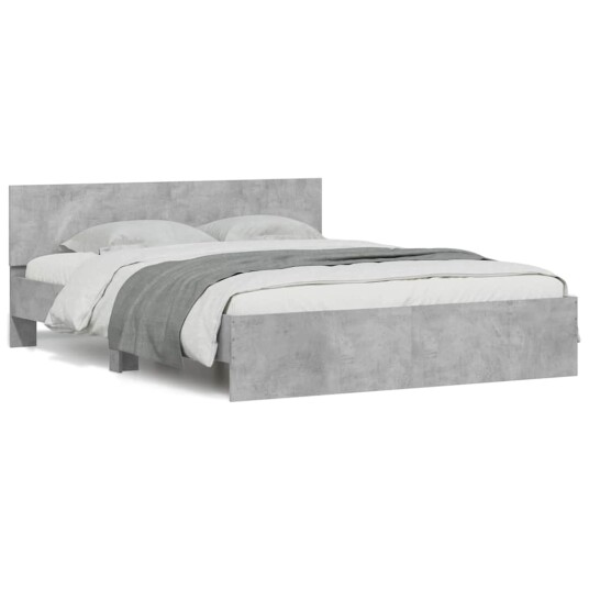Sengeramme med hodegavl og LED betonggrå 150x200 cm 3207605 Sengeramme med hodegavl og LED betonggrå 150x200 cm 3207605