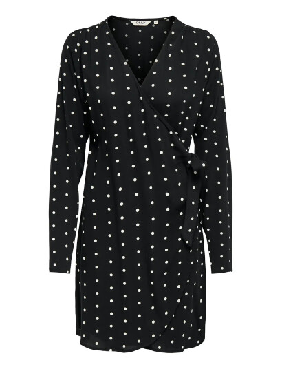 ONLY Onlkeshav L/S V Neck Wrap Dress Wvn Black S