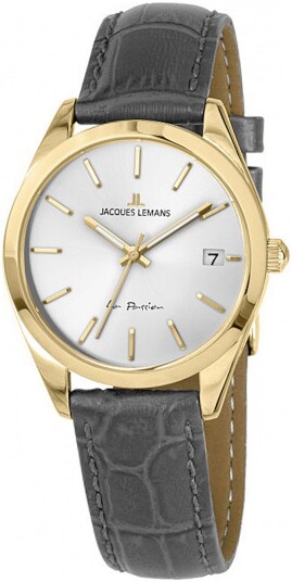 Jacques Lemans Dameklokke 1 2084C La Passion Sølvfarget/Lær Ø30 mm