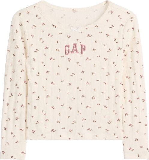 GAP Baby & Toddler Arch Logo Pointelle T Shirt Cream 110 GAP Baby & Toddler Arch Logo Pointelle T Shirt Cream 110