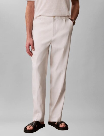 Calvin Klein Tapered Linen Lyocell Pant Cream 34