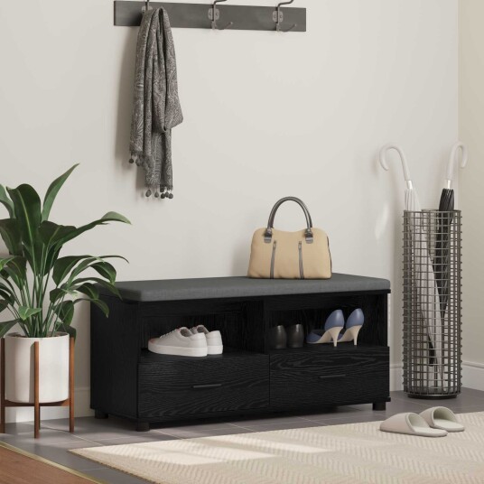vidaXL Gangbenk Svart Eik 100 x 38 x 46 cm Konstruert treverk og stoff vidaXL Gangbenk Svart Eik 100 x 38 x 46 cm Konstruert treverk og stoff