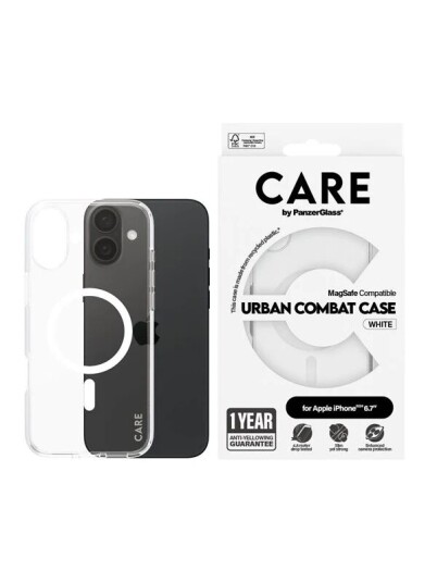 PanzerGlass CARE Urban Combat MagSafe Mobildeksel i Hvit for iPhone 16 Plus