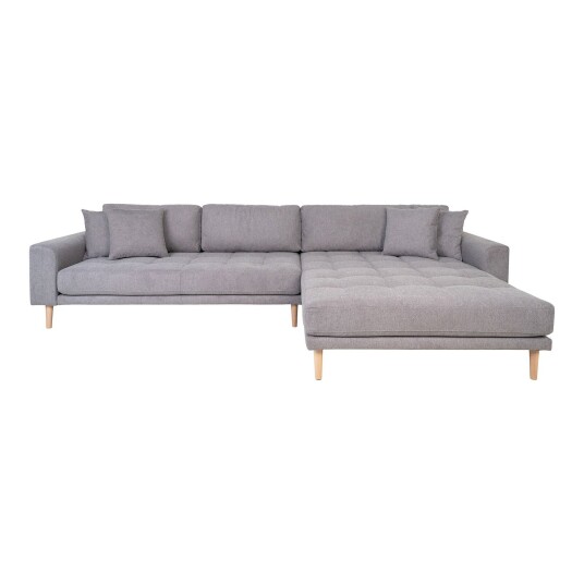 Lido sofa lenesofa høyrevent med 4 puter lysegrå.