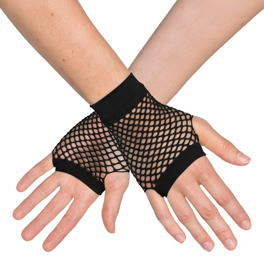 Boland Party Partners 80-talls fingerløse nettinghansker korte svarte One size 02980