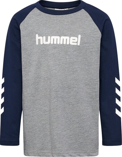 Hummel Genser hmlJR Logo Grey Melange/Dress Blues Hummel 13 14 år (158 164) Genser Grå Hvit Marineblå