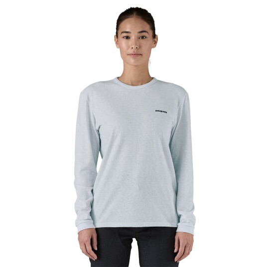 Patagonia L/S P 6 Logo Responsibili Tee Dame White M