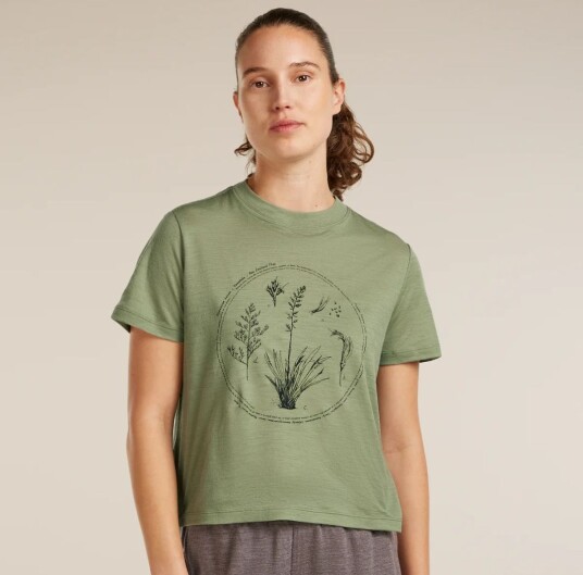 Icebreaker W Mer 150 Tech Lite Ss Crop T Seed Stor Khaki green M