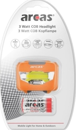 Arcas 30710014, Hodebåndslommelykt, Hvit, Plastikk, Led, 1 Lamper, 120 Lm