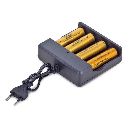 4x Batterilader 14500 16340 18650 26650 32650 Batterier