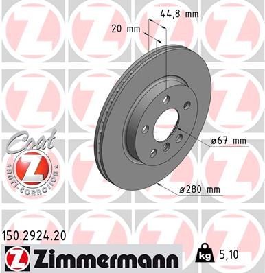 Bremseskive ZIMMERMANN 150.2924.20