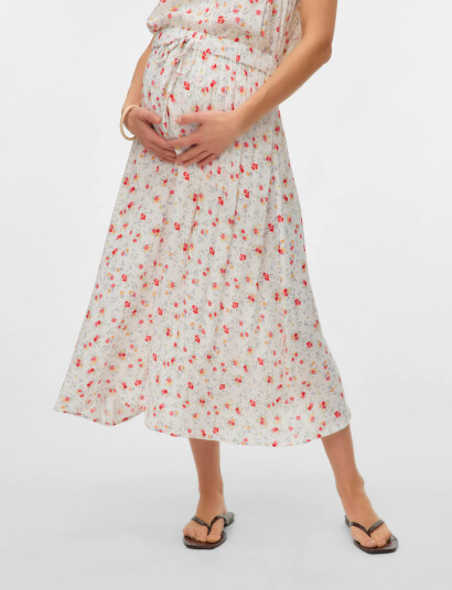 Mamalicious Mlora Wo Midi Skirt Hw - White - XS