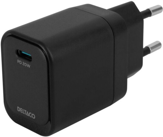 Deltaco 20W USB-C Hurtiglader Svart - Universell Mobillader Deltaco 20W USB-C Hurtiglader Svart - Universell Mobillader