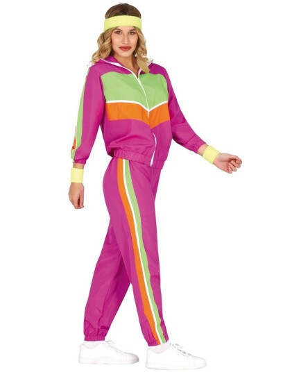 Lilla Grønn og Oransje 80 Talls Grilldress Damekostyme Strl M
