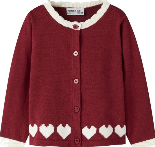 Name It Nmfralbos Strikket Cardigan Rød Dahlia 92