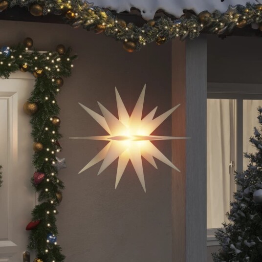 vidaXL Herrnhuter stjernelys med LED 3 stk sammenleggbar hvit 100 cm