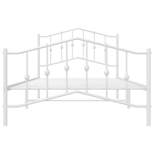 vidaXL Sengeramme i metall med hode- og fotgavl hvit 107x203 cm 8721012211612