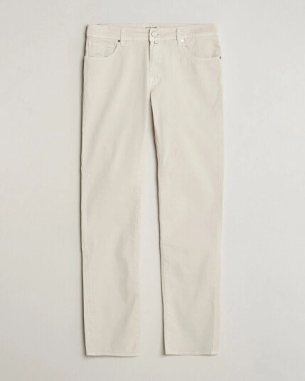Jacob Cohën Bard Garment Dyed Gabardine Trousers Off White