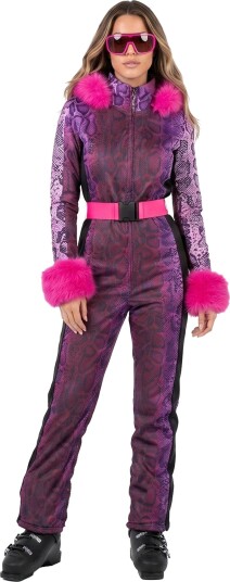 Skidress Snake Print med Rosa Fuskepels Kostyme - 40