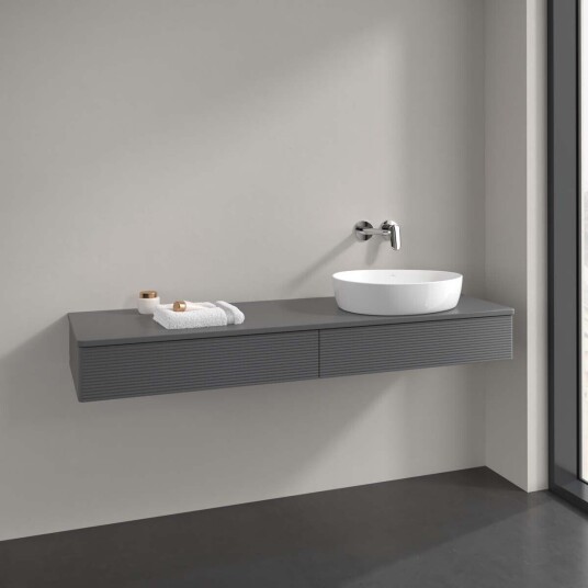 Villeroy & Boch Antao Servantskap med 2 skuffer 160x50x19 cm u/lys Antrasitt Matt Villeroy & Boch Antao Servantskap med 2 skuffer 160x50x19 cm u/lys Antrasitt Matt