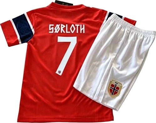 2026 World Cup Norge Hjemmedrakt Barn Fotballdrakt Shorts Sett Nr. 7 SØRLOTH 24 24