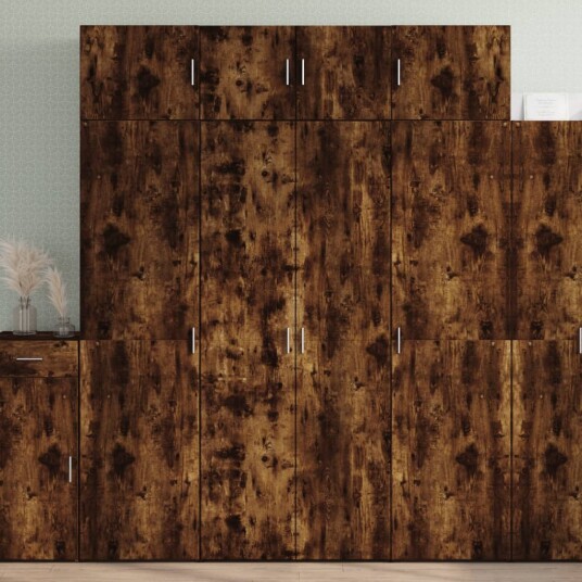 Highboard røkt eik 80x42,5x185 cm konstruert tre