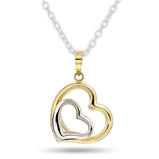 Pan Jewelry Anheng i 585 gult og hvitt gull med hjerte Pan Jewelry Anheng i 585 gult og hvitt gull med hjerte