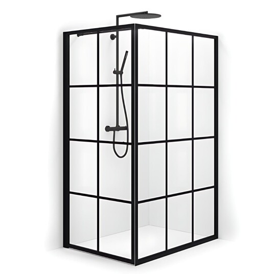 Macro Design Empire Dusjhjørne Swing 126x99 cm, sprosser, Sort Matt/Klarglass Macro Design Empire Dusjhjørne Swing 126x99 cm, sprosser, Sort Matt/Klarglass