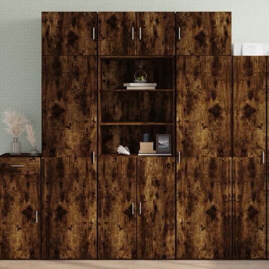  Highboard røkt eik 70x42,5x185 cm konstruert tre