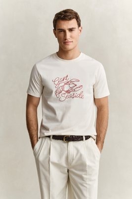 GANT Embroidered Ss Tshirt Cream XXXL