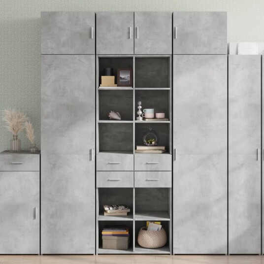 Oppbevaringsskap betonggrå 70x42,5x225 cm konstruert tre 8721102654282