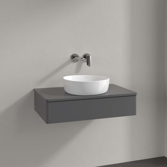 Villeroy & Boch Antao Servantskap med 1 skuff 80x50x19 cm m/lys Antrasitt Matt Villeroy & Boch Antao Servantskap med 1 skuff 80x50x19 cm m/lys Antrasitt Matt