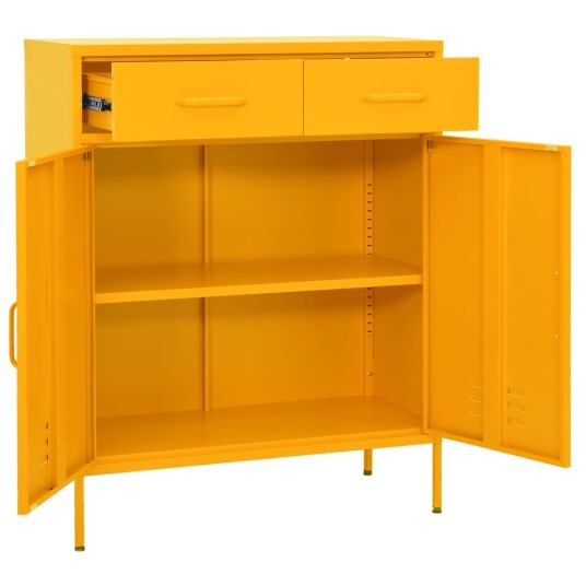 vidaXL Oppbevaringsskap sennepsgul 80x35x101,5 cm stål