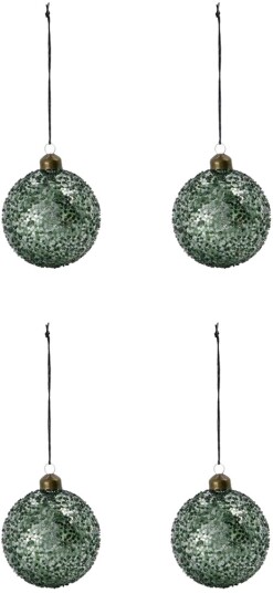 House Doctor Chosen julekule Ø8 cm 4 pk Grønn
