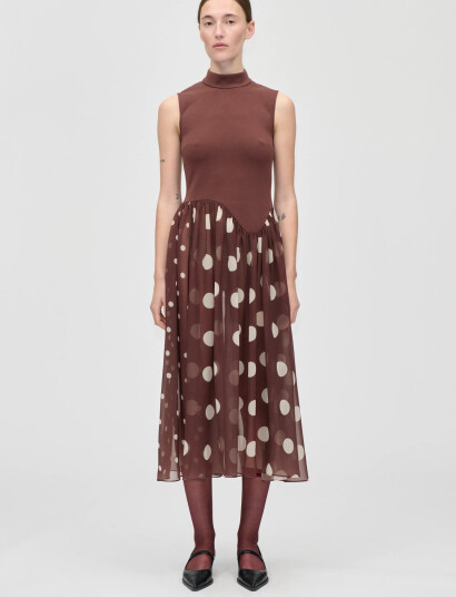 STINE GOYA 2455 Jersey / Georgette Combo, Asym - Brown - L