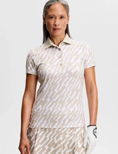 J. Lindeberg Tour Tech Print Polo Beige S