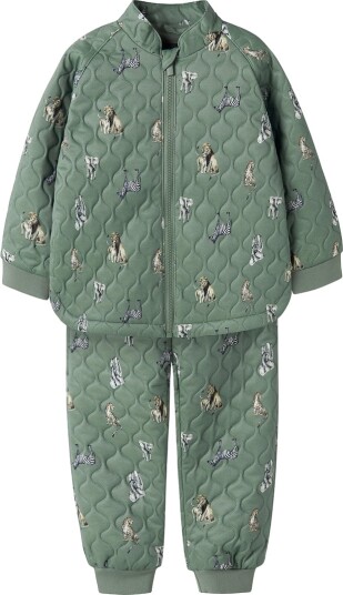 Name It Termosett Quiltet NmmMoon AOP Laurbærkrans Name It 2 år (92) Termoklær Armygrønn Grønn