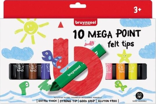 Bruynzeel Kids Mega Tusjer 10 Farger
