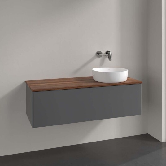 Villeroy & Boch Antao Servantskap med 1 skuff 120x50x36 cm m/lys Antrasitt/Valnøtt