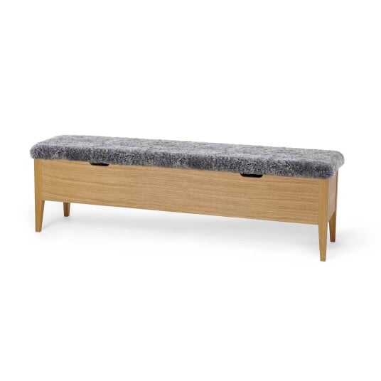 Torkelson Klinte bänk Oljad ek/fårskinn 160 cm Natur