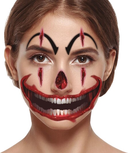 Fiestas Guirca Ansiktstatoveringer Creepy Clown 15837